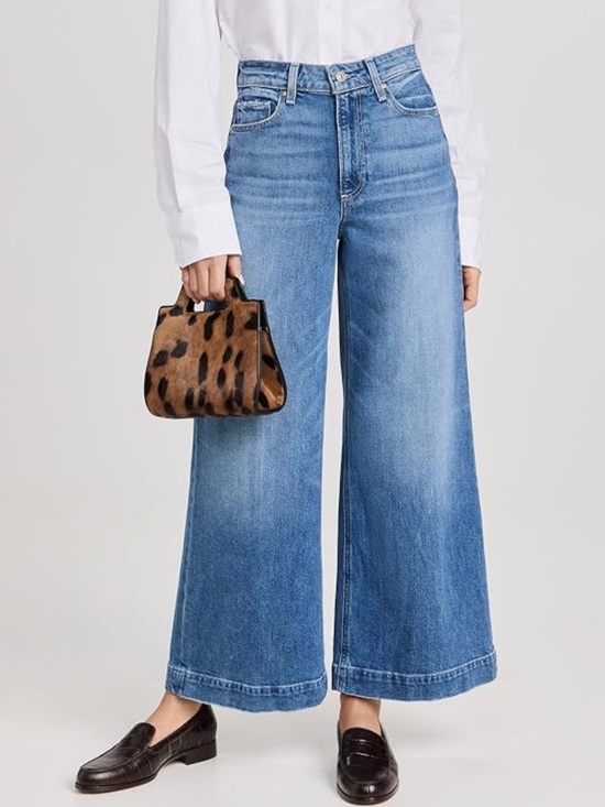 PAIGE Denim - PAIGE Harper Wide-Leg Jeans in Medium Blue